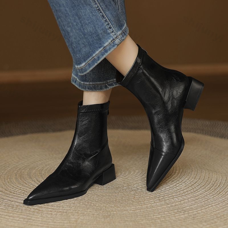 Women'S Fashion Korea - Botas cortas puntiagudas para mujer, moda