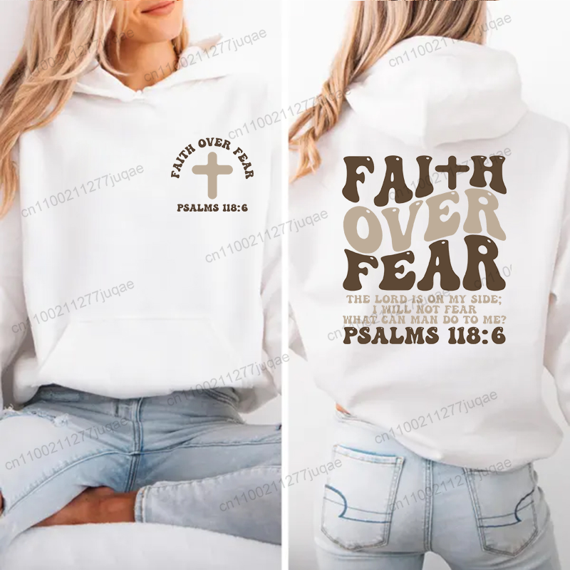 Women Fashion Over The Years - Sudadera con estampado de fe sobre