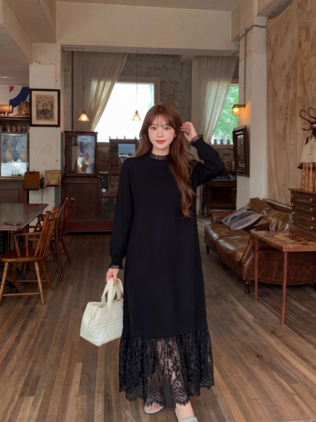 Women Fashion Over The Years - Vestido de punto con dobladillo de