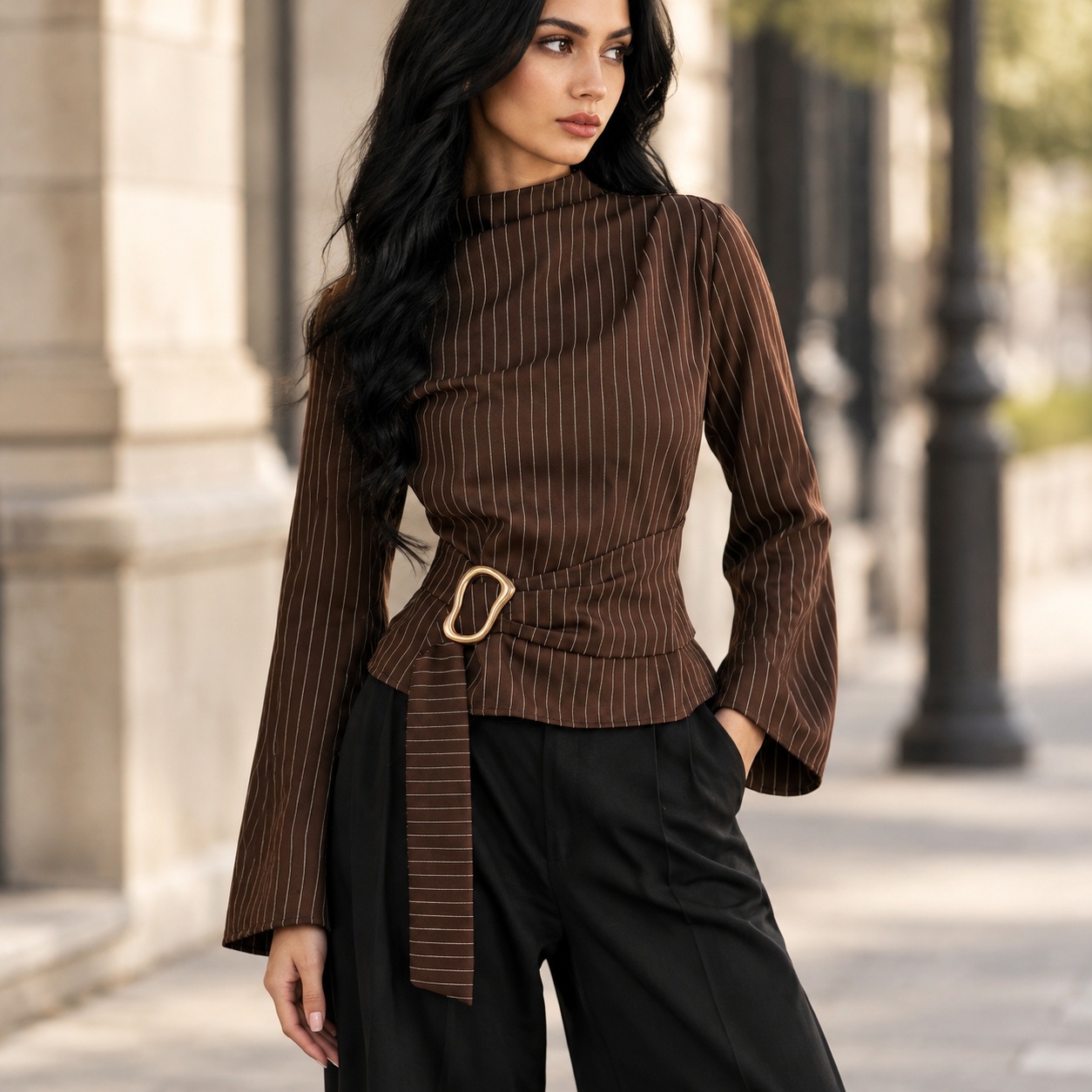 Blusa de manga larga con cuell - Women Fashion Necktie reseña y precio
