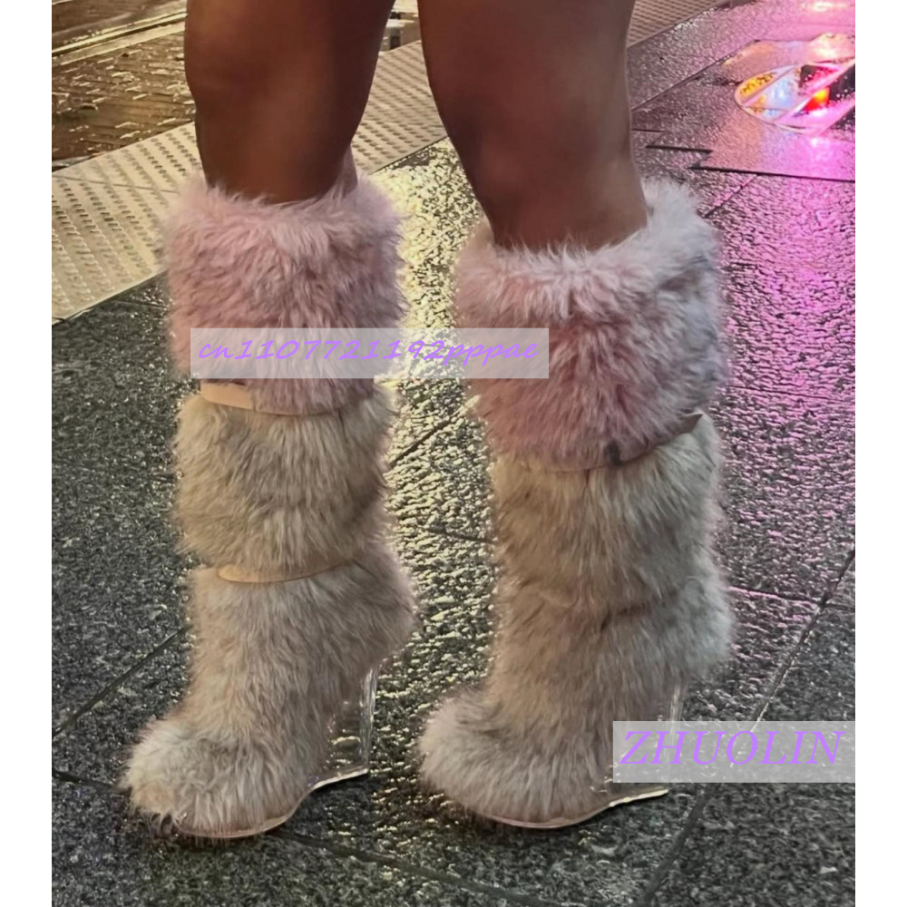 Botas de cuña transparentes pe - Women'S Fashion Knee High Boots reseña y precio