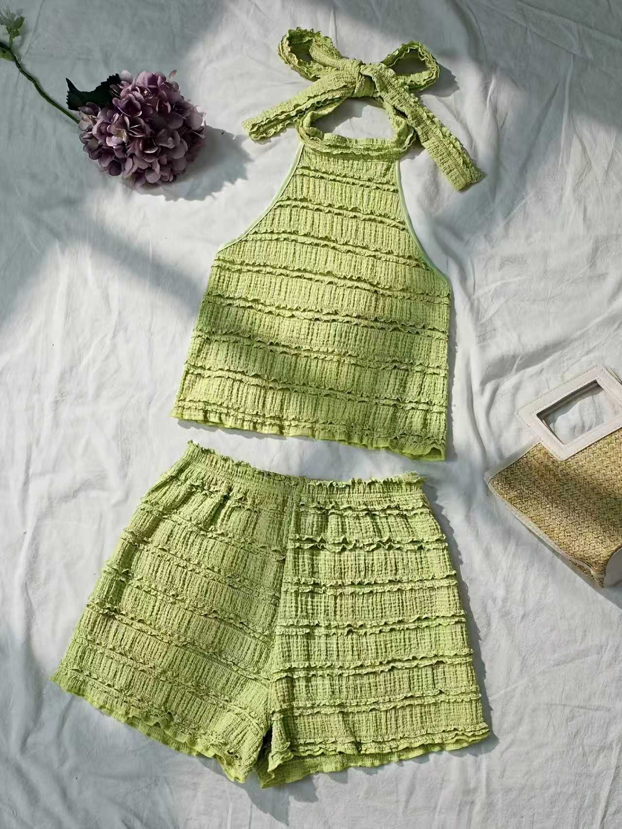 Conjunto de Top Corto y Pantal - Lace Trim Cami reseña y precio